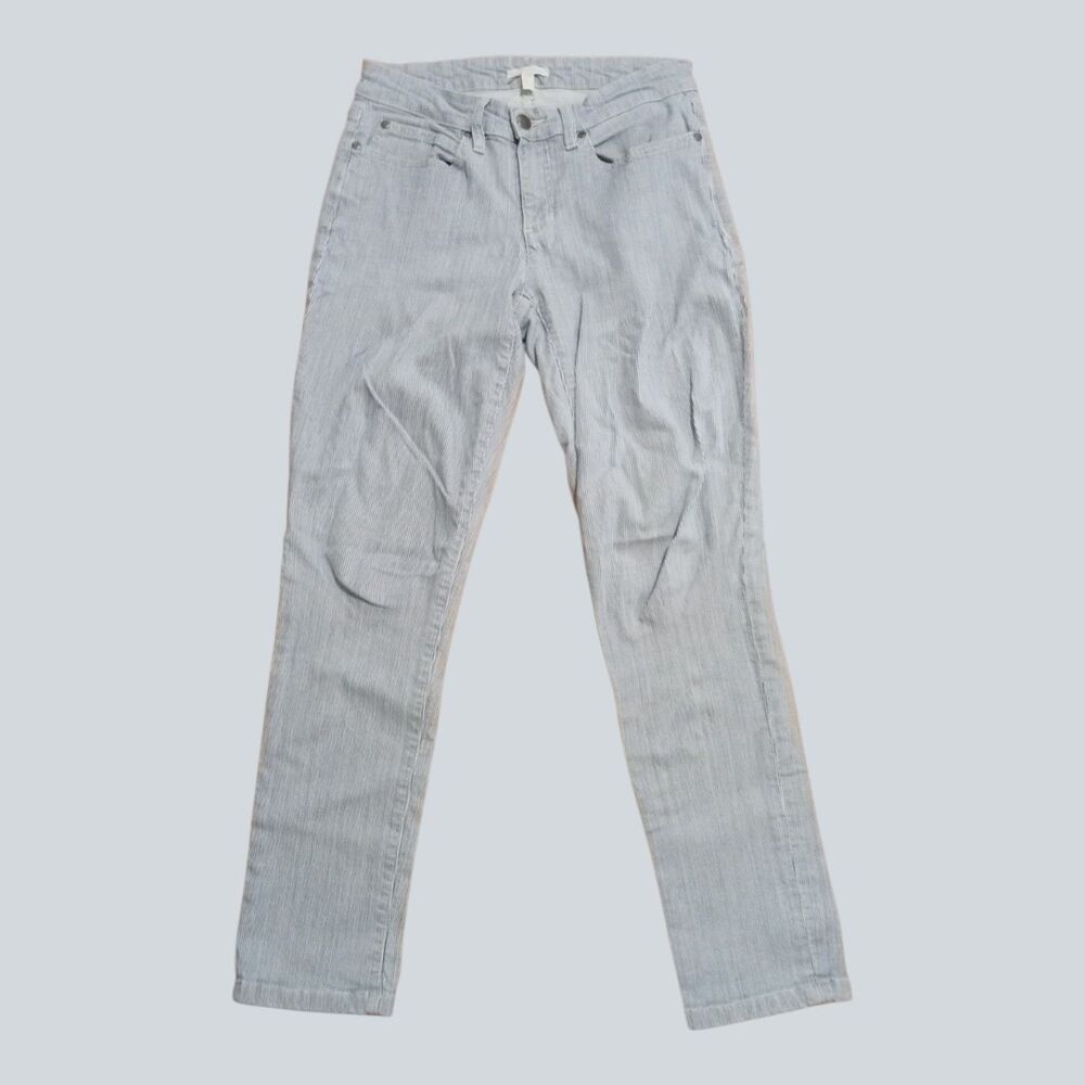 Eileen Fisher Womens Size 4 Blue White Pinstripe Tencel Organic Cotton Jeans